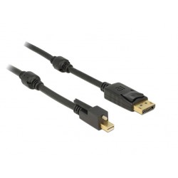 Kabel DisplayPort-DisplayPort mini 4K 2m z vijakom Delock, črn