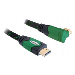 Kabel HDMI z mrežno povezavo kotni 1m 4K Delock, zelen