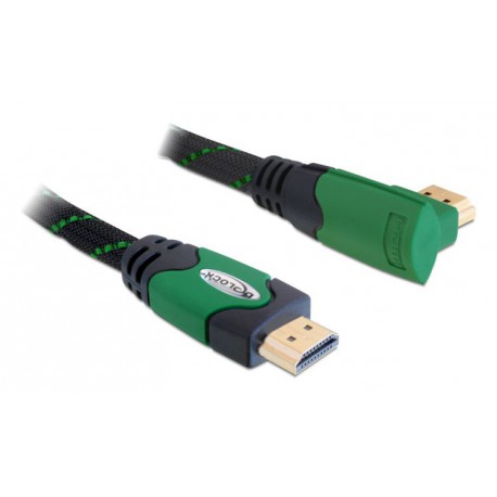 Kabel HDMI z mrežno povezavo kotni 1m 4K Delock, zelen