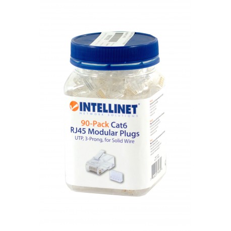 RJ45 konektor CAT.6+ UTP trdi kabel Intellinet (pak/90)