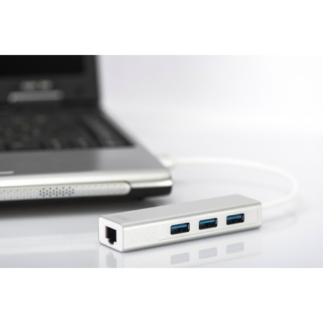 Pretvornik USB 3.0 - Mrežni UTP GIGA 10/100/1000 Mbps +Hub USB Digitus