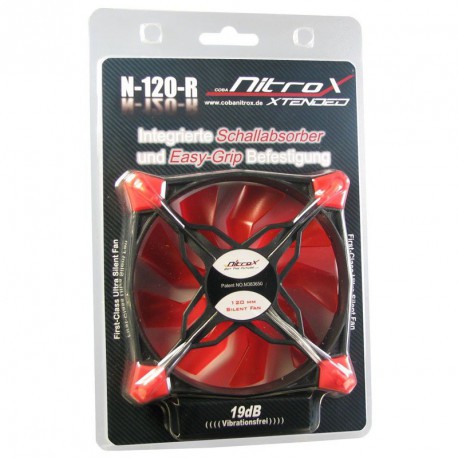 Ventilator za ohišje 120mm INTER-TECH Nitrox L-120-R rdeč LED