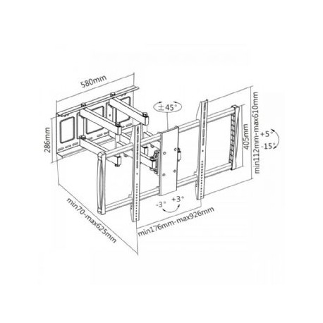 Stenski nosilec za TV / monitor PLB-3769 SBOX, črn
