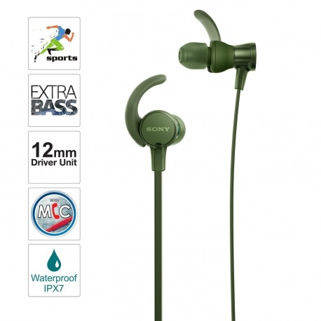 Slušalke SONY EXTRA BASS zelene, MDRXB510ASG.CE7