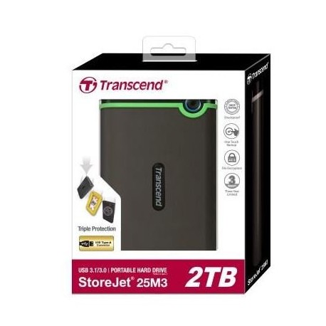 Zunanji disk USB 3.0 2TB TRANSCEND 25M3S, antracit (TS2TSJ25M3S)