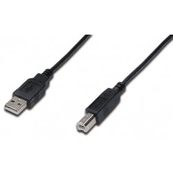 Kabel USB A-B 0,5m Digitus dvojno oklopljen črn