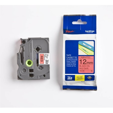 TZE431, Rdeč/Črn 12mm, Brother trak za tiskalnik nalepl