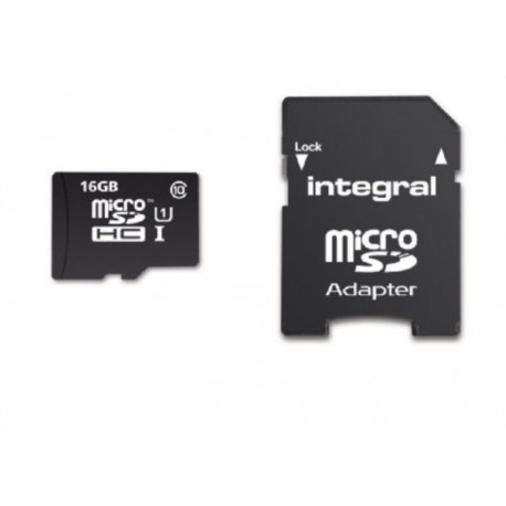 Spominska kartica INTEGRAL 16GB micro SDHC class10 90MB/s + SD adapter