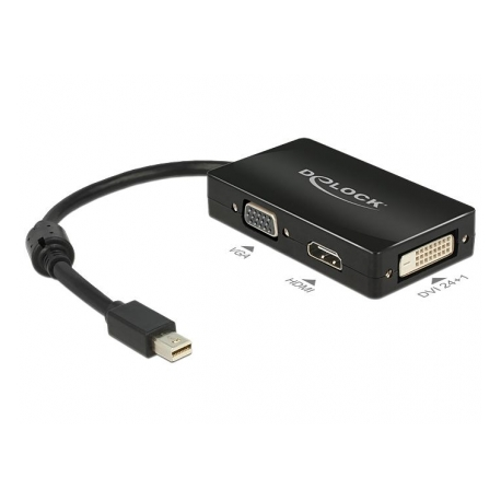 DisplayPort mini-VGA/HDMI/DVI adapter Delock 62631 črn