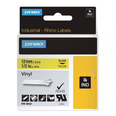 Trak Dymo Rhino Vinyl 19mm/5.5m rumen/črn