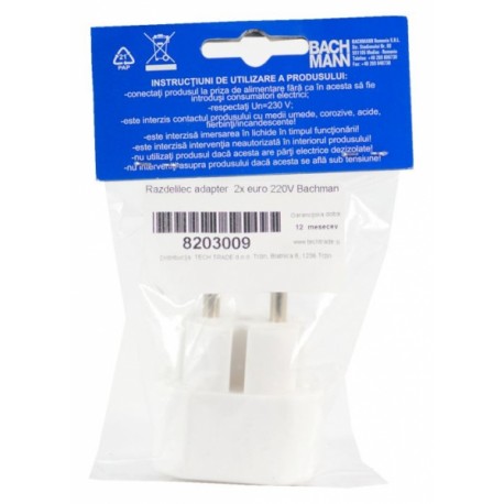Razdelilec adapter 2x euro 220V Bachman