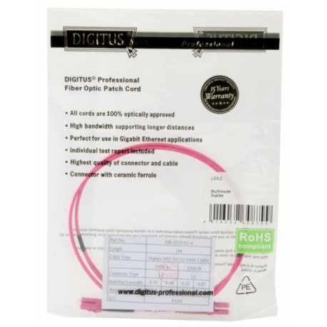 Optični patch MM 50.0 LC/LC OM4  2m Digitus