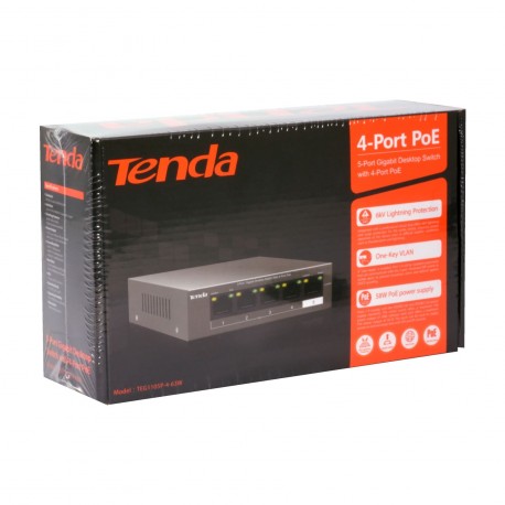 Stikalo Giga 05x RJ45 4x PoE Tenda mini kovinsko ohišje