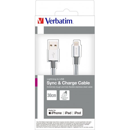 Kabel USB na Lightning 30cm Silver Verbatim 48864