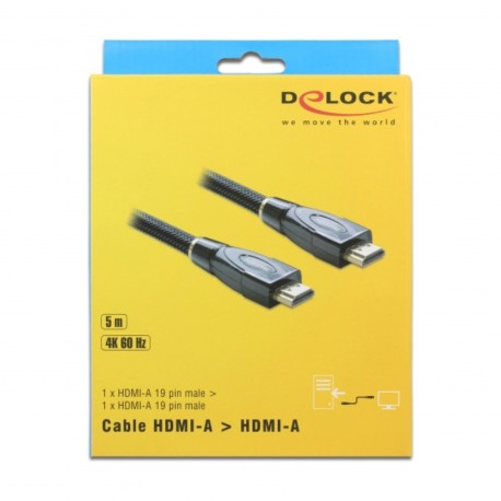HDMI kabel z mrežno povezavo 5m Delock črn High Speed Premium