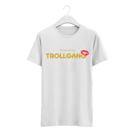 Majica moška bela TrollGang Kiss zlat napis