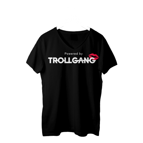 Majica ženska črna TrollGang Kiss bel napis