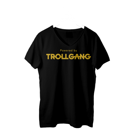 Majica ženska črna Powered By TrollGang zlat napis