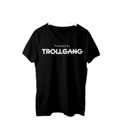 Majica ženska črna Powered By TrollGang bel napis