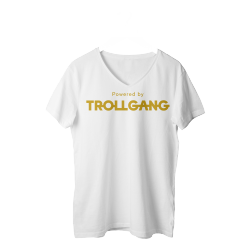 Majica ženska bela Powered By TrollGang zlat napis