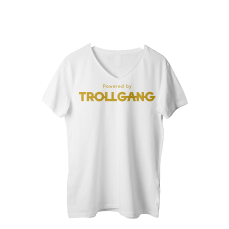 Majica ženska bela Powered By TrollGang zlat napis