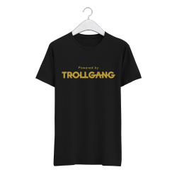 Majica otroška črna Powered By TrollGang zlat napis