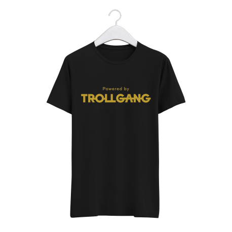 Majica otroška črna Powered By TrollGang zlat napis