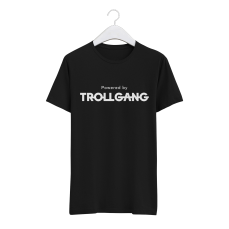 Majica otroška črna Powered By TrollGang bel napis