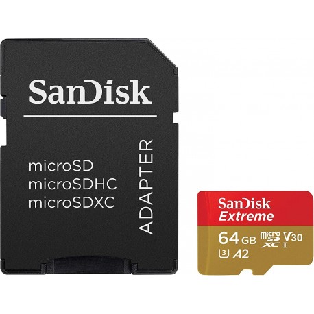 SanDisk 64GB Extreme microSD UHS-I microSD spominska kartica U3 A2 + adapter