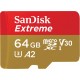 SanDisk 64GB Extreme microSD UHS-I microSD spominska kartica U3 A2 + adapter