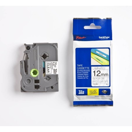Brother TZEM31 črn/prozoren mat 12mm, TZEM31