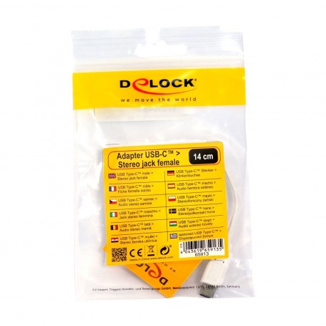 Adapter-AVDIO USB Tip-C - Jack 3,5Ž stereo 14cm bel Delock