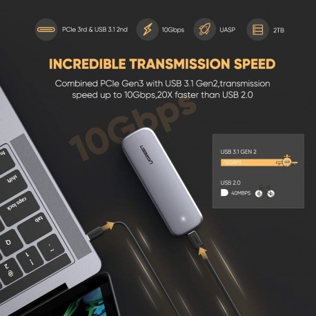 Ugreen USB-C 3.1 ohišje za M.2 NVME SSD M-Key