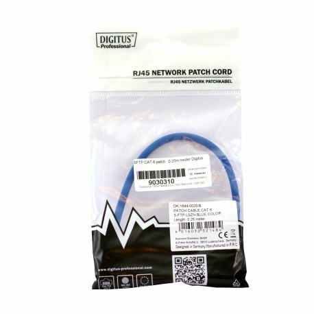 Priključni kabel za mrežo Cat6 UTP 0.25m moder