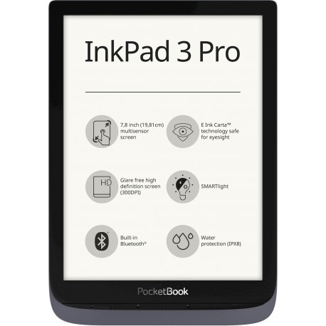 E-bralnik PocketBook InkPad 3 Pro, metalik siv