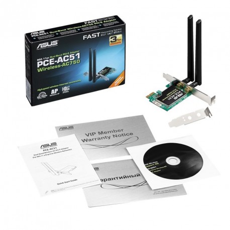 Brezžična mrežna kartica ASUS PCE-AC51 AC750 Dual Band PCIe