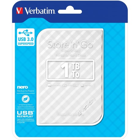 Zunanji trdi disk 2.5 1TB USB 3.0 Verbatim Store n Go White Gen.2 53206