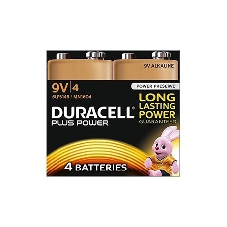 Alkalne baterije Duracell Plus Power MN1604B4 PP3 9V (4 kos)