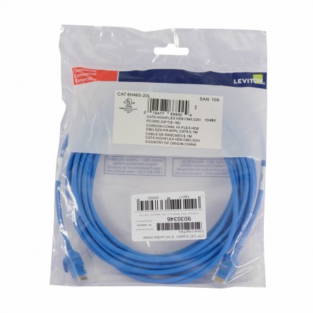 UTP CAT.6 patch 6,1m Leviton moder 3,8mm HighFlex