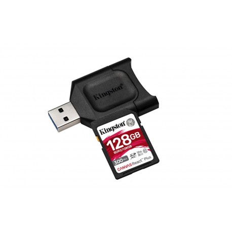 SDXC KINGSTON 128GB Canvas REACT Plus, 300MB/260MB/s, UHS-II, C10, U3, V90