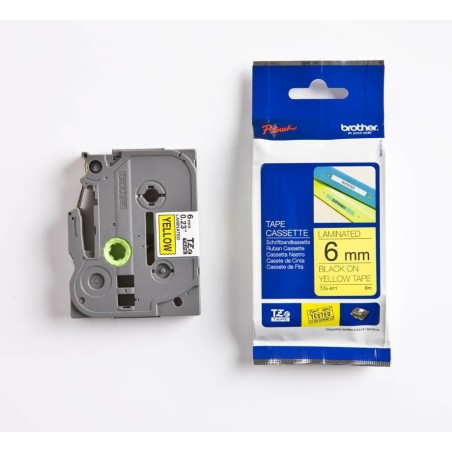 Brother TZE611 Rumen/črn 6mm, trak za PT