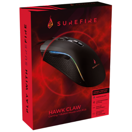 Miška SUREFIRE Hawk Claw Gaming, 7 gumbov RGB