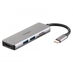 D-link 5-v-1 razdelilnik USB-C z bralnikom kartic HDMI in SD / microSD