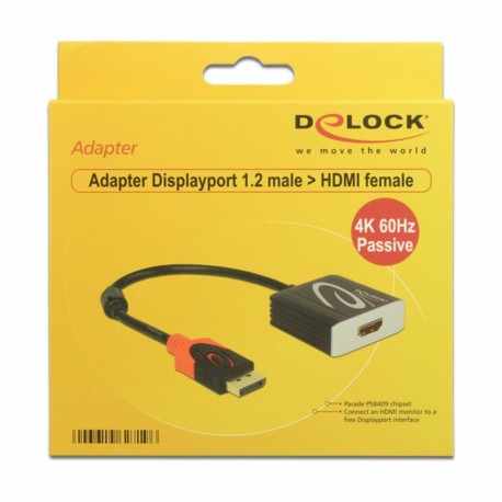 DisplayPort - HDMI adapter 4K 60Hz 20cm Delock