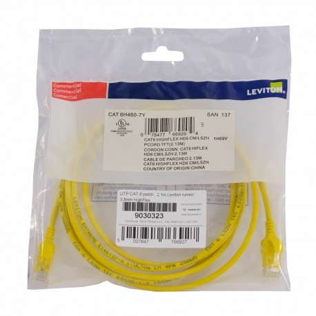 UTP CAT.6 patch   2,1m Leviton rumen 3,8mm HighFlex