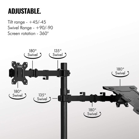 Dvojni namizni nosilec za monitor in prenosnik, VonHaus