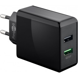 Polnilec Dual-USB quick charger USB/QC3.0 (28W) Goobay črn