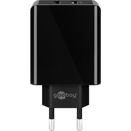 Polnilec Dual-USB quick charger USB/QC3.0 (28W) Goobay črn