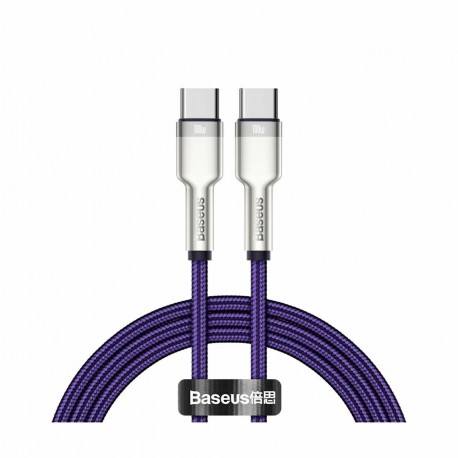 Kabel USB C-C 1m 100W 20V5A Cafule Metal vijoličen pleten Baseus 8519240