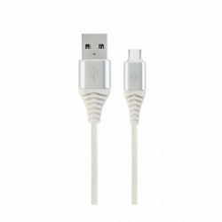 Kabel USB 2.0 A-C 2m bombažna zaščita bel Cablexpert 8519214